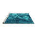 Sideview of Machine Washable Oriental Turquoise Industrial Area Rugs, wshurb1100turq