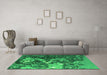 Machine Washable Oriental Green Industrial Area Rugs in a Living Room,, wshurb1100grn