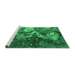 Sideview of Machine Washable Oriental Green Industrial Area Rugs, wshurb1100grn