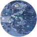 Round Machine Washable Industrial Modern Blue Rug, wshurb1100