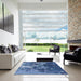 Square Mid-Century Modern Blue Oriental Rug in a Living Room, urb1100