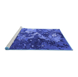 Sideview of Machine Washable Oriental Blue Industrial Rug, wshurb1100blu