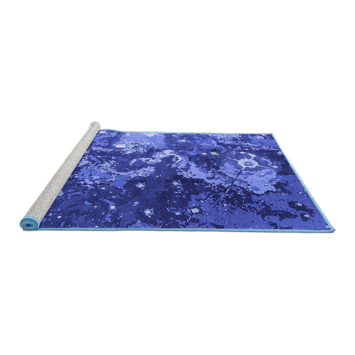 Sideview of Machine Washable Oriental Blue Industrial Rug, wshurb1100blu