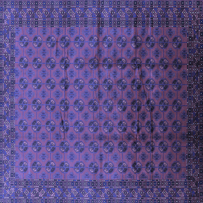 Square Machine Washable Oriental Blue Industrial Rug, wshurb1101blu
