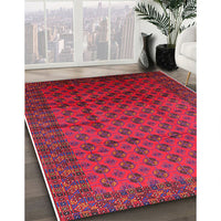 Mid-Century Modern Dark Raspberry Purple Oriental Rug, urb1101