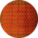 Round Machine Washable Oriental Yellow Industrial Rug, wshurb1101yw