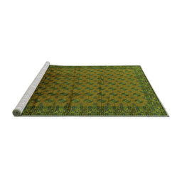 Sideview of Machine Washable Oriental Green Industrial Area Rugs, wshurb1101grn