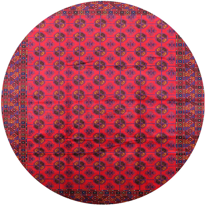 Round Mid-Century Modern Dark Raspberry Purple Oriental Rug, urb1101