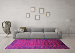 Machine Washable Oriental Purple Industrial Area Rugs in a Living Room, wshurb1101pur