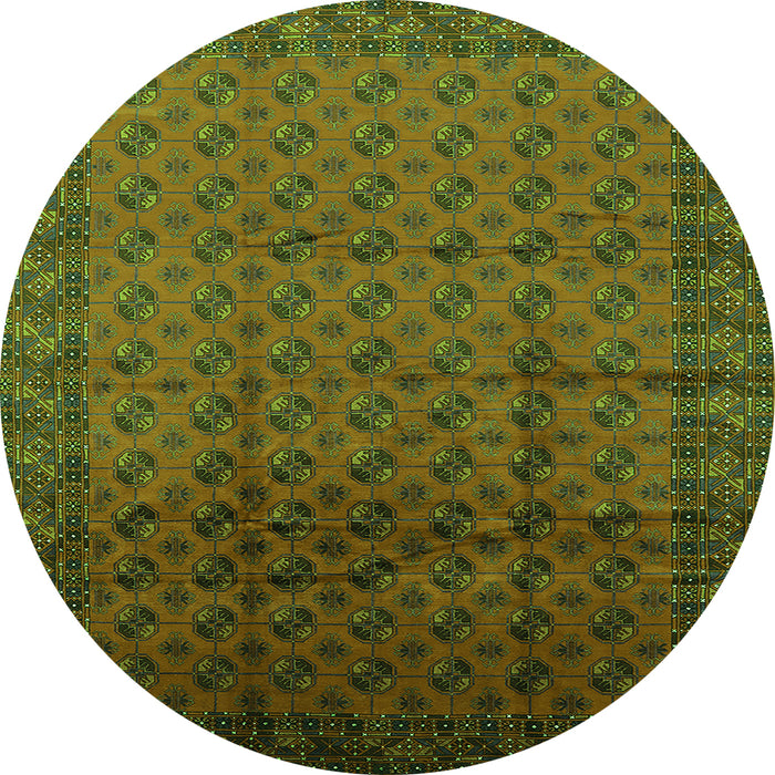 Round Machine Washable Oriental Green Industrial Area Rugs, wshurb1101grn