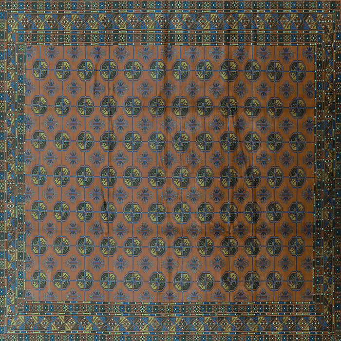Square Oriental Turquoise Industrial Rug, urb1101turq