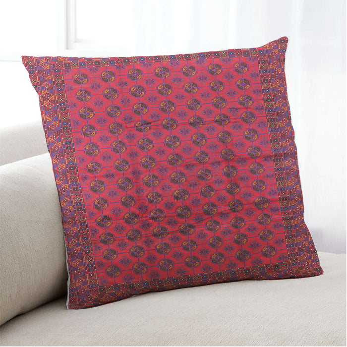 Lifestyle Image of Mid-Century Modern Urban Square Dark Raspberry Purple Throw Pillow, 18 inch by 18 inch, pwurb1101