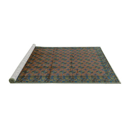 Sideview of Machine Washable Oriental Turquoise Industrial Area Rugs, wshurb1101turq