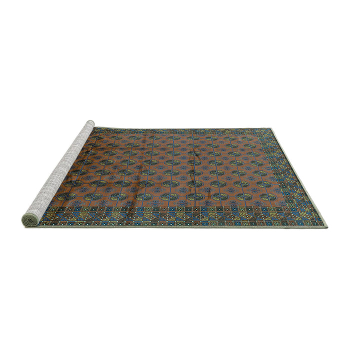 Sideview of Machine Washable Oriental Turquoise Industrial Area Rugs, wshurb1101turq