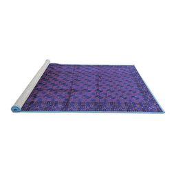 Sideview of Machine Washable Oriental Blue Industrial Rug, wshurb1101blu