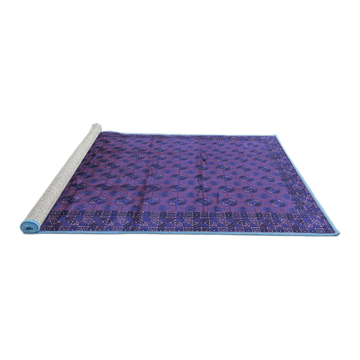 Sideview of Machine Washable Oriental Blue Industrial Rug, wshurb1101blu