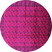 Round Machine Washable Oriental Pink Industrial Rug, wshurb1101pnk
