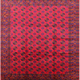 Square Mid-Century Modern Dark Raspberry Purple Oriental Rug, urb1101