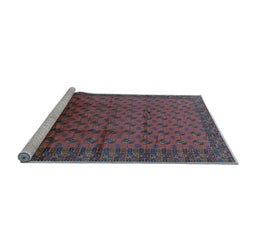 Sideview of Machine Washable Oriental Light Blue Industrial Rug, wshurb1101lblu