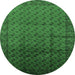 Round Machine Washable Oriental Emerald Green Industrial Area Rugs, wshurb1101emgrn