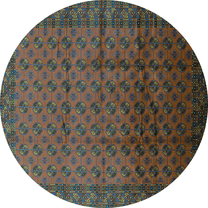 Round Oriental Turquoise Industrial Rug, urb1101turq