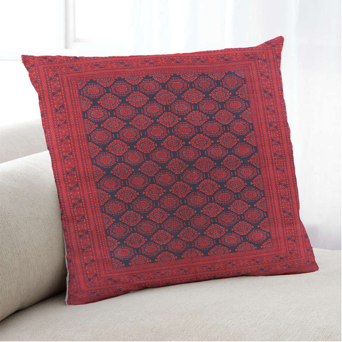 Lifestyle Image of Mid-Century Modern Urban Square Velvet Maroon Purple Throw Pillow, 18 inch by 18 inch, pwurb1102