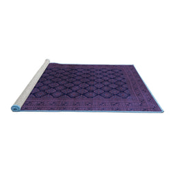 Sideview of Machine Washable Oriental Blue Industrial Rug, wshurb1102blu
