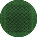 Round Oriental Emerald Green Industrial Rug, urb1102emgrn