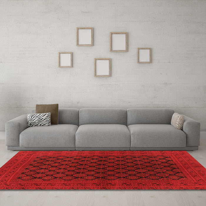 Machine Washable Oriental Orange Industrial Area Rugs in a Living Room, wshurb1102org