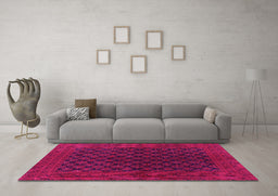 Machine Washable Oriental Pink Industrial Rug in a Living Room, wshurb1102pnk