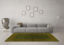 Machine Washable Oriental Green Industrial Area Rugs in a Living Room,, wshurb1102grn