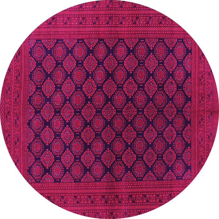 Round Machine Washable Oriental Pink Industrial Rug, wshurb1102pnk