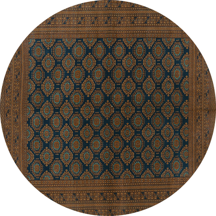 Round Machine Washable Oriental Turquoise Industrial Area Rugs, wshurb1102turq