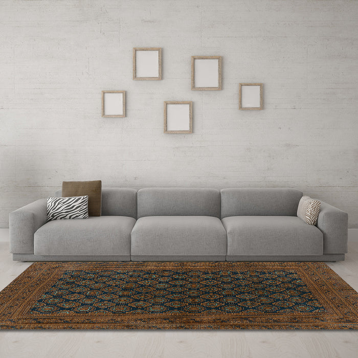 Machine Washable Oriental Turquoise Industrial Area Rugs in a Living Room,, wshurb1102turq