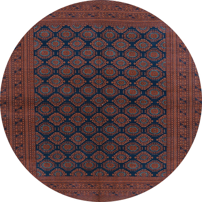 Round Machine Washable Oriental Light Blue Industrial Rug, wshurb1102lblu