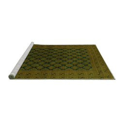 Sideview of Machine Washable Oriental Green Industrial Area Rugs, wshurb1102grn