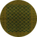 Round Oriental Green Industrial Rug, urb1102grn