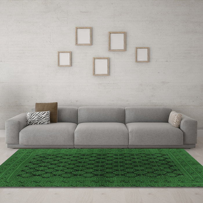 Machine Washable Oriental Emerald Green Industrial Area Rugs in a Living Room,, wshurb1102emgrn