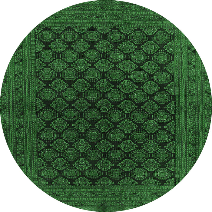 Round Machine Washable Oriental Emerald Green Industrial Area Rugs, wshurb1102emgrn