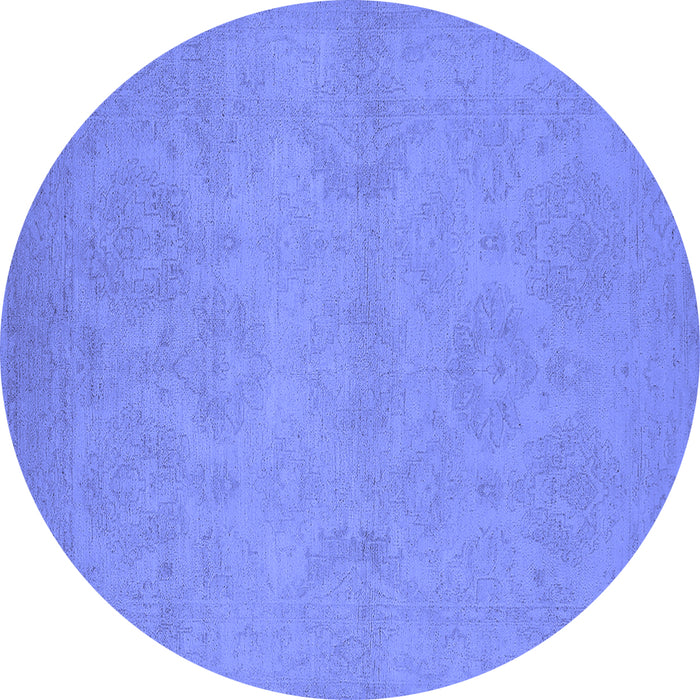 Round Oriental Blue Industrial Rug, urb1103blu