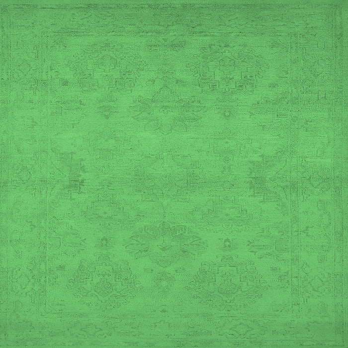 Square Machine Washable Oriental Emerald Green Industrial Area Rugs, wshurb1103emgrn