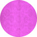 Round Machine Washable Oriental Pink Industrial Rug, wshurb1103pnk