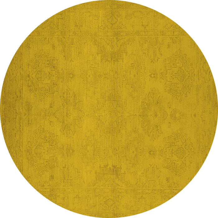 Round Oriental Yellow Industrial Rug, urb1103yw