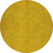 Round Oriental Yellow Industrial Rug, urb1103yw