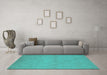 Machine Washable Oriental Turquoise Industrial Area Rugs in a Living Room,, wshurb1103turq