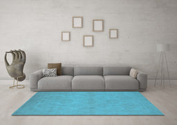 Machine Washable Oriental Light Blue Industrial Rug in a Living Room, wshurb1103lblu