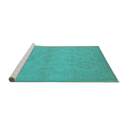 Sideview of Machine Washable Oriental Turquoise Industrial Area Rugs, wshurb1103turq