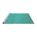 Sideview of Machine Washable Oriental Turquoise Industrial Area Rugs, wshurb1103turq