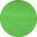 Round Oriental Green Industrial Rug, urb1103grn