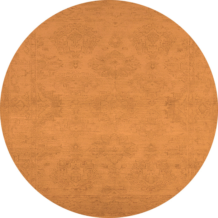 Round Machine Washable Oriental Orange Industrial Area Rugs, wshurb1103org